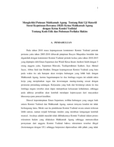 Mengkritisi Putusan Mahkamah Agung Tentang Hak Uji Materiil Surat ...